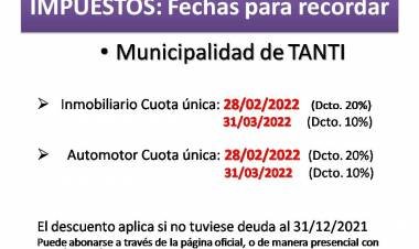 TANTI: IMPUESTO INMOBILIARIO Y AUTOMOTOR