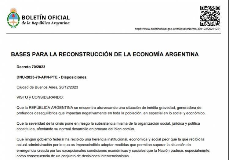 EL DECRETO DE MILEI